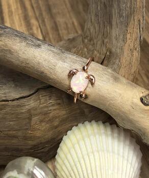 Puravida Rose Gold Opal Sea Turtle Ring