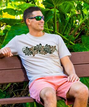 Lokahi Leaves Band - Kona Coffee Dyed Short Sleeve Crewneck T-Shirt