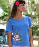 Tropical Hibiscus Bouquet - Blue Hawaii Dyed Short Sleeve Scoop Neck T-Shirt