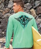 Tribal Nalu Aumakuas - Key Lime Dyed Long Sleeve Crewneck T-Shirt