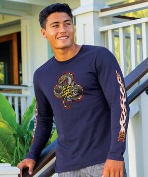 Fire Dragon - Indigo Long Sleeve Pima T-Shirt