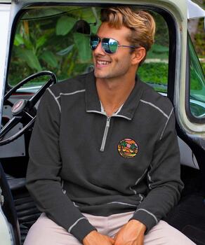 Scenic Palm Trees - Charcoal/Heather Long Sleeve Mountain Peak Pullover