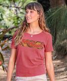 Tropical Florals Band - Paradise Red Dyed Short Sleeve Scoop Neck T-Shirt