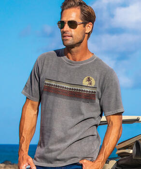 Retro Sunset Stripes - Crater Dyed&reg; Short Sleeve Crewneck T-Shirt