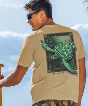 Sea Turtle Mosaic - Kona Coffee Dyed Short Sleeve Crewneck T-Shirt