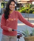 Sketchy Hibiscus - Paradise Red Dyed Long Sleeve Crewneck T-Shirt