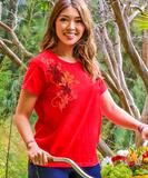 Tribal Floral Turtle - Candy Apple Red Dyed Short Sleeve Crewneck T-Shirt