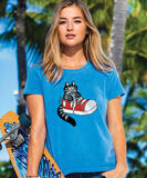 B. Kliban Cat In Sneaker - Blue Hawaii Dyed Short Sleeve Crewneck T-Shirt