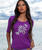 Batik Flora - Violet Short Sleeve Banded Rib Knit T-Shirt