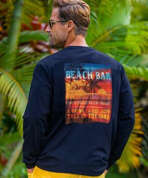 Sunset Bar - Navy Long Sleeve Crewneck T-Shirt