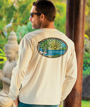 Woodcut Scenic - Coconut Dyed Long Sleeve Crewneck T-Shirt
