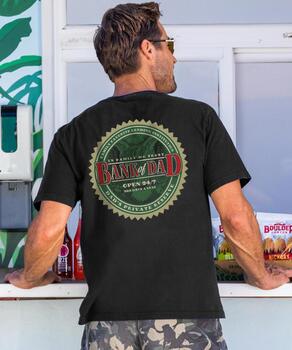 Bank Of Dad Badge - Black Short Sleeve Crewneck T-Shirt