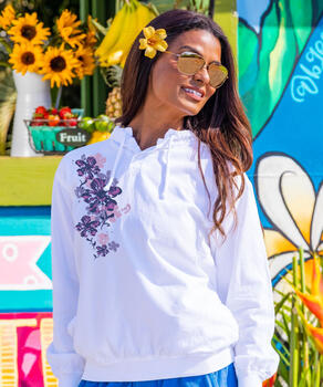 Lavender Pua - White Long Sleeve Lightweight Pullover