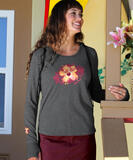 Hibiscus Graffiti - Gray Heather Long Sleeve Harmony Hooded T