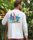 Painted Sail - White Long Sleeve Crewneck T-Shirt