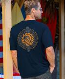 Hawaii Islands Surfing Paradise - Navy Short Sleeve Crewneck T-Shirt