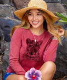 Discovery Channel Leopard Watercolor - Paradise Red Dyed Long Sleeve Crewneck T-Shirt
