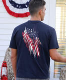 Patriotic Grunge - Navy Short Sleeve Crewneck T-Shirt