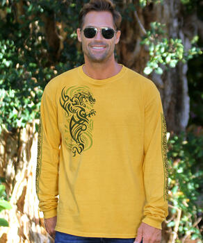 Tattoo Dragon - Honey Dyed Long Sleeve Crewneck T-Shirt