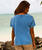 Floral Sweetness - Blue Hawaii Dyed Short Sleeve Scoop Neck T-Shirt