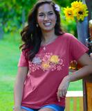Tropical Three - Paradise Red Dyed Short Sleeve Scoop Neck T-Shirt