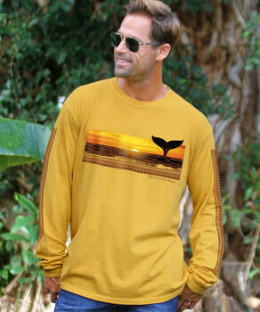 Tribal Whale Band - Honey Dyed Long Sleeve Crewneck T-Shirt