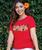 Hibiscus Sparkle - Candy Apple Red Dyed Short Sleeve Scoop Neck T-Shirt