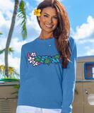 Tropical Doodle - Blue Hawaii Dyed Long Sleeve Crewneck T-Shirt