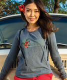 Hibiscus Tapa Band - Gray Heather Long Sleeve Harmony Hooded T