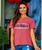 American Floral Band - Paradise Red Dyed Short Sleeve Scoop Neck T-Shirt