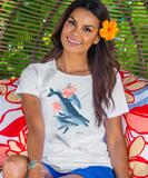 Floral Humpback - White Short Sleeve Scoop Neck T-Shirt