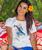 Floral Humpback - White Short Sleeve Scoop Neck T-Shirt