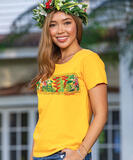 Tranquil Floral - Pineapple Dyed Short Sleeve Scoop Neck T-Shirt