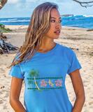 Palm Floral - Blue Hawaii Dyed Short Sleeve Crewneck T-Shirt