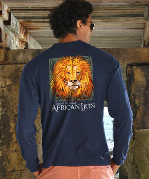 Discovery Channel African Lion - Navy Long Sleeve Crewneck T-Shirt