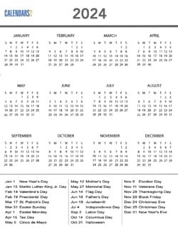 2024 Yearly Mini Calendar Template - Free Printable Templates